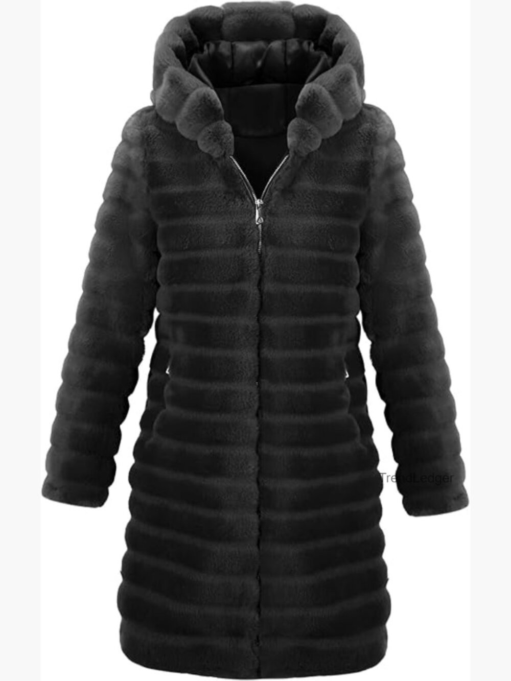 Long Faux Fur Coat Hooded Fuzzy Jacket Warm Winter Overcoat